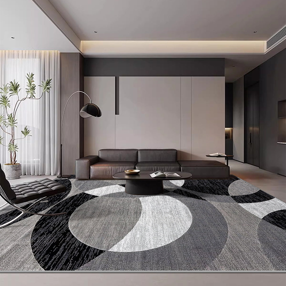 Ringwave Geometric Rug | Soft Velvet Non Slip Washable Floor Mat In Five Different Room Sizes