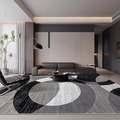 Ringwave Geometric Rug | Soft Velvet Non Slip Washable Floor Mat In Five Different Room Sizes
