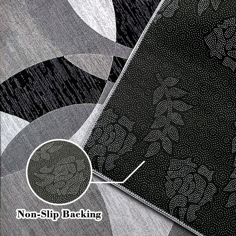 Ringwave Geometric Rug | Soft Velvet Non Slip Washable Floor Mat In Five Different Room Sizes