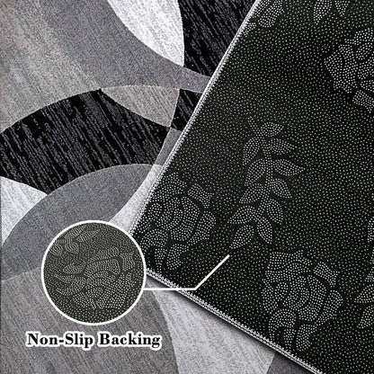 Ringwave Geometric Rug | Soft Velvet Non Slip Washable Floor Mat In Five Different Room Sizes