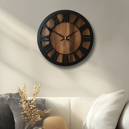 Vintage Wooden Wall Clock | Roman Numeral Design In Three Different Natural Timber Face Sizes