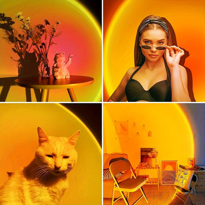 Sunset Projection Lamp | USB Powered Ambient Mood Light For Bedrooms, Photos and Video Calls