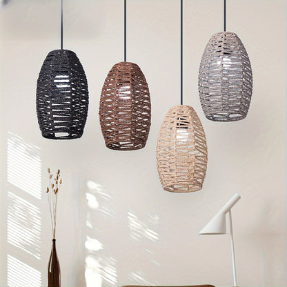 Modern Handwoven Rope Pendant Shade | Natural Woven Tapered Shade In Four Natural Rope Colours