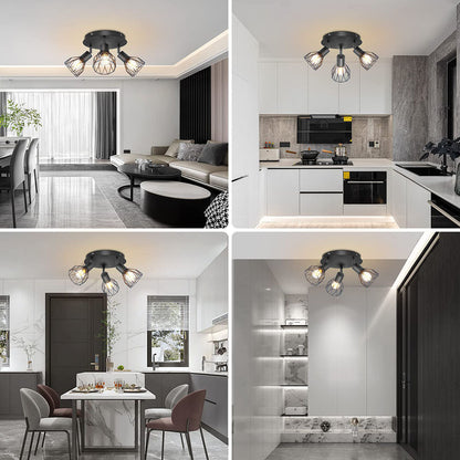 Industrial Adjustable Black Spotlight Ceiling Light | 3 Light Adjustable Iron Bar For Hallways