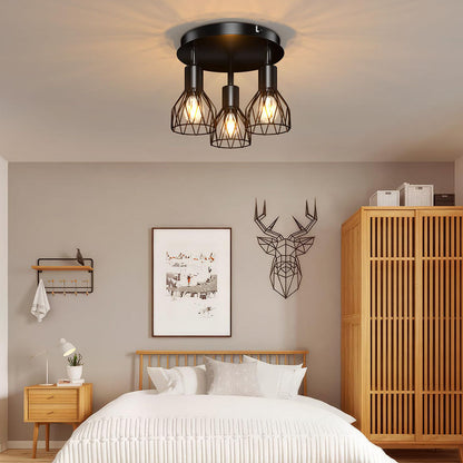 Industrial Adjustable Black Spotlight Ceiling Light | 3 Light Adjustable Iron Bar For Hallways