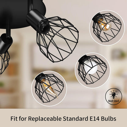 Industrial Adjustable Black Spotlight Ceiling Light | 3 Light Adjustable Iron Bar For Hallways