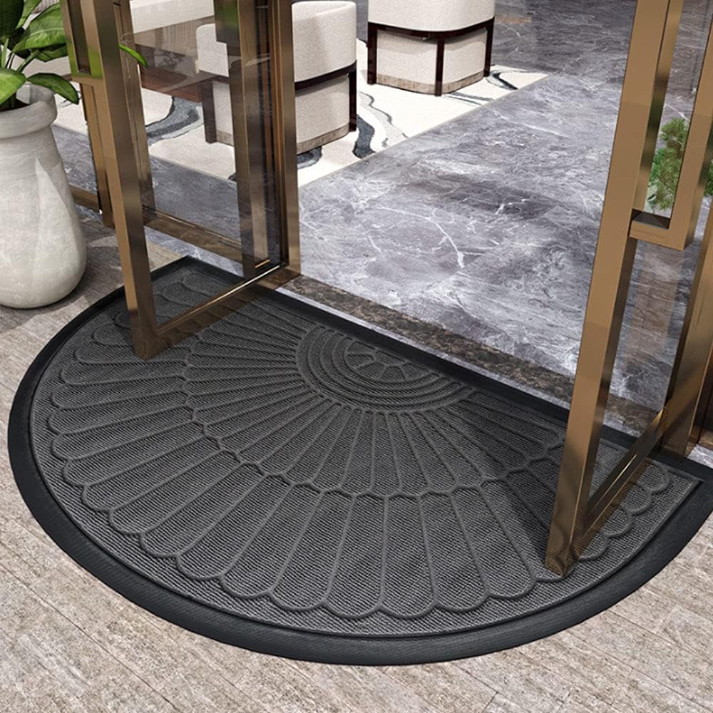 Semi Circular Rubber Door Mat | Heavy Duty Non Slip Entryway Mat For Porches and Back Doors