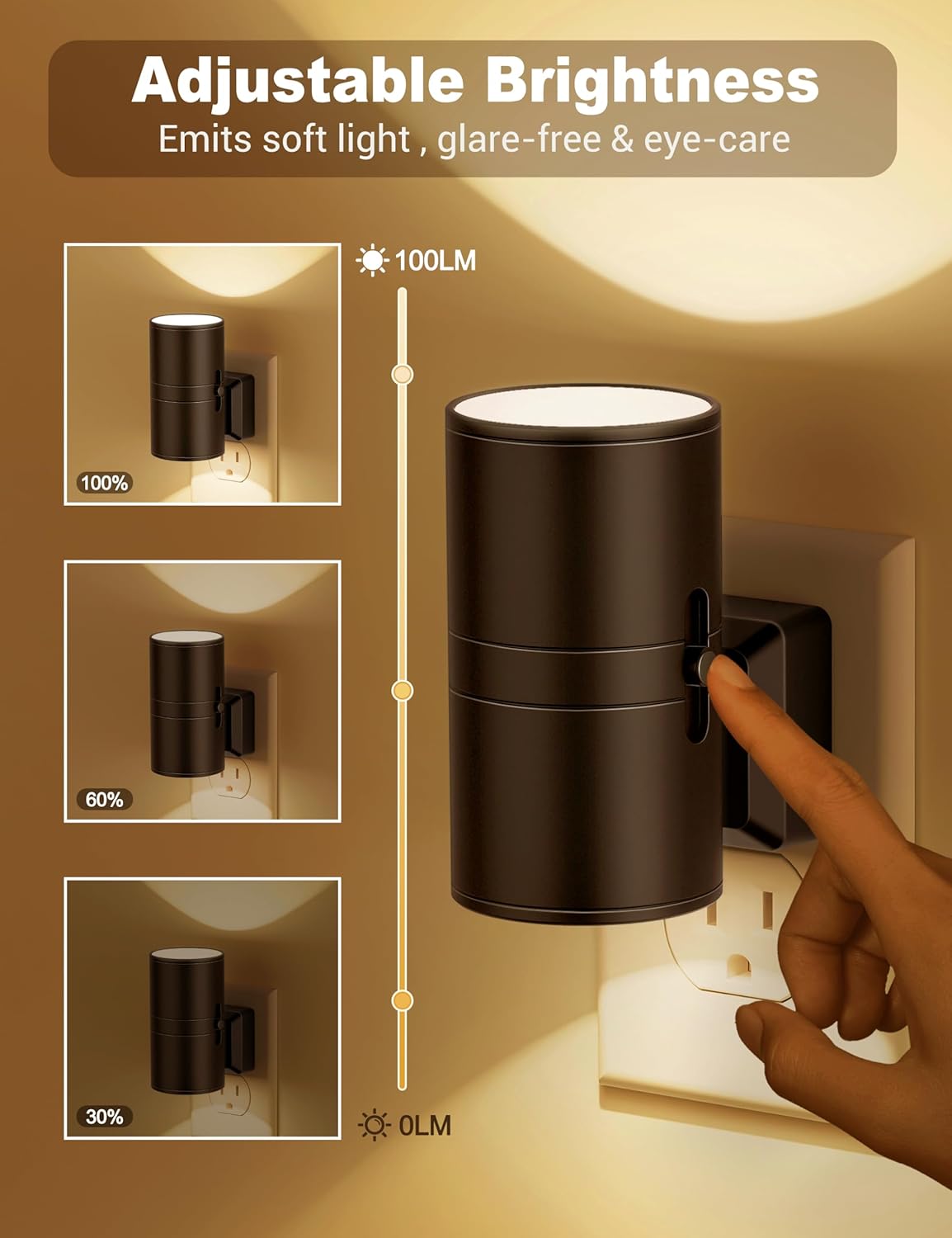 Duskra LED Night Light | Smart Dimmable Plug In Night Lamp With A Dusk To Dawn Light Sensor