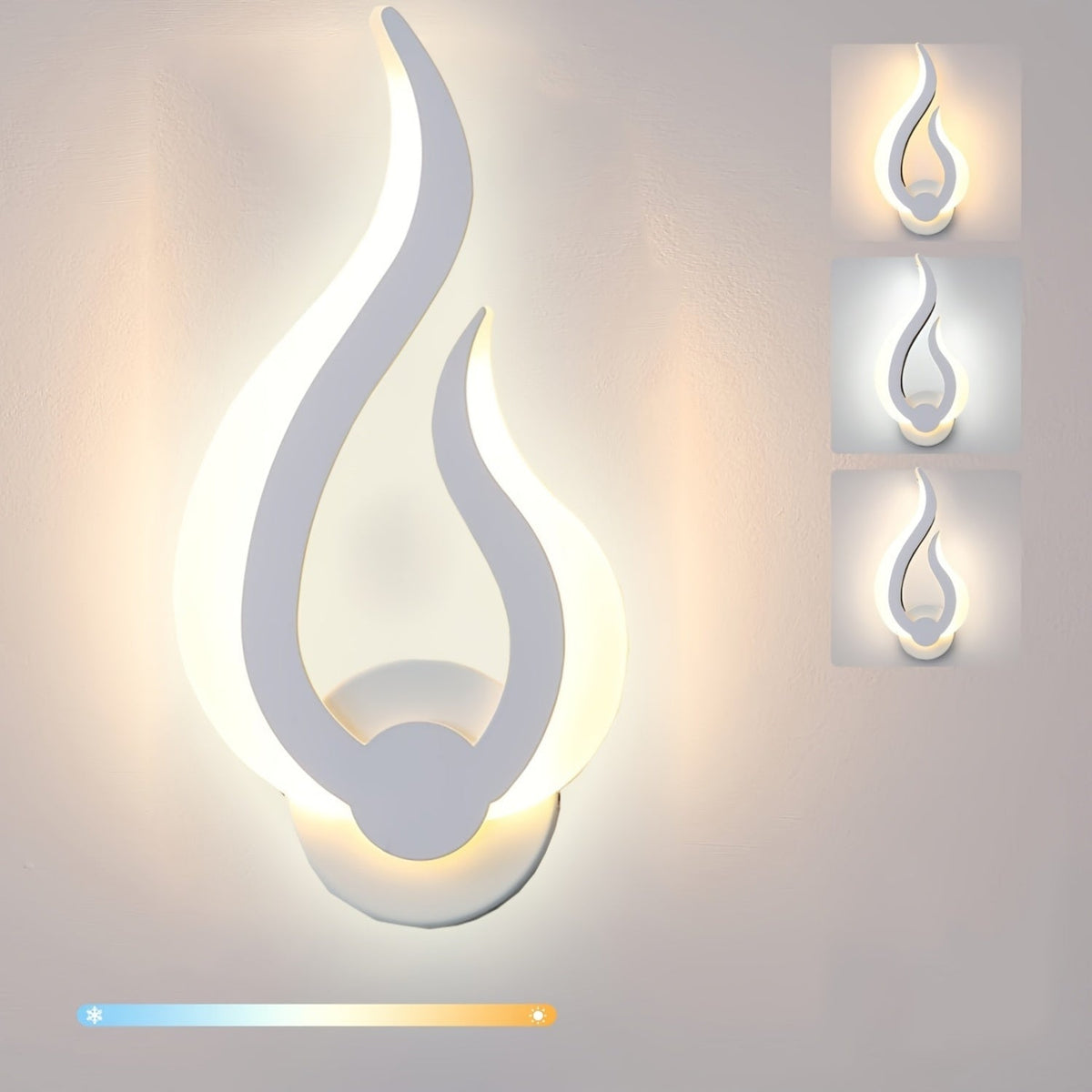 Modern Flame LED Wall Light | 10W Warm White Acrylic Sconce In A Left or Right Handed Wall Form