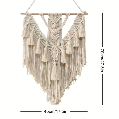 Bohemian Macrame Wall Hanging | Handcrafted Woven Cotton Tapestry For Bedrooms and Hallways