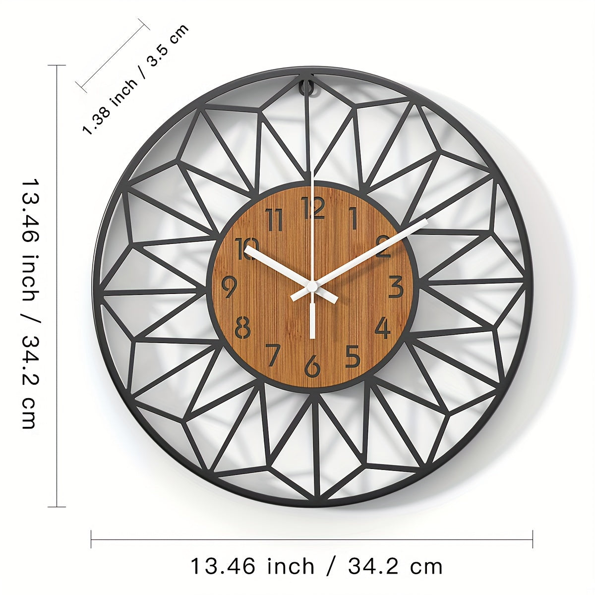 Modern Metal Wall Clock | Wood Grain Centre Design In Three Different Round Clock Face Sizes