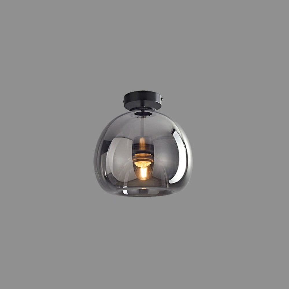 Vintage Bubble Glass Ceiling Light | Retro Amber Glass Pendant In Two Heights and Two Finishes