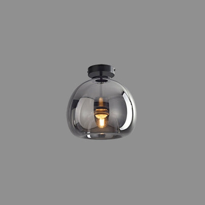Vintage Bubble Glass Ceiling Light | Retro Amber Glass Pendant In Two Heights and Two Finishes