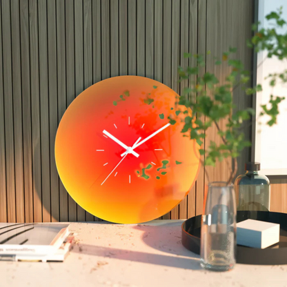 Sunset Glass Wall Clock | Modern Gradient Tempered Glass Design In Three Bold Colour Options