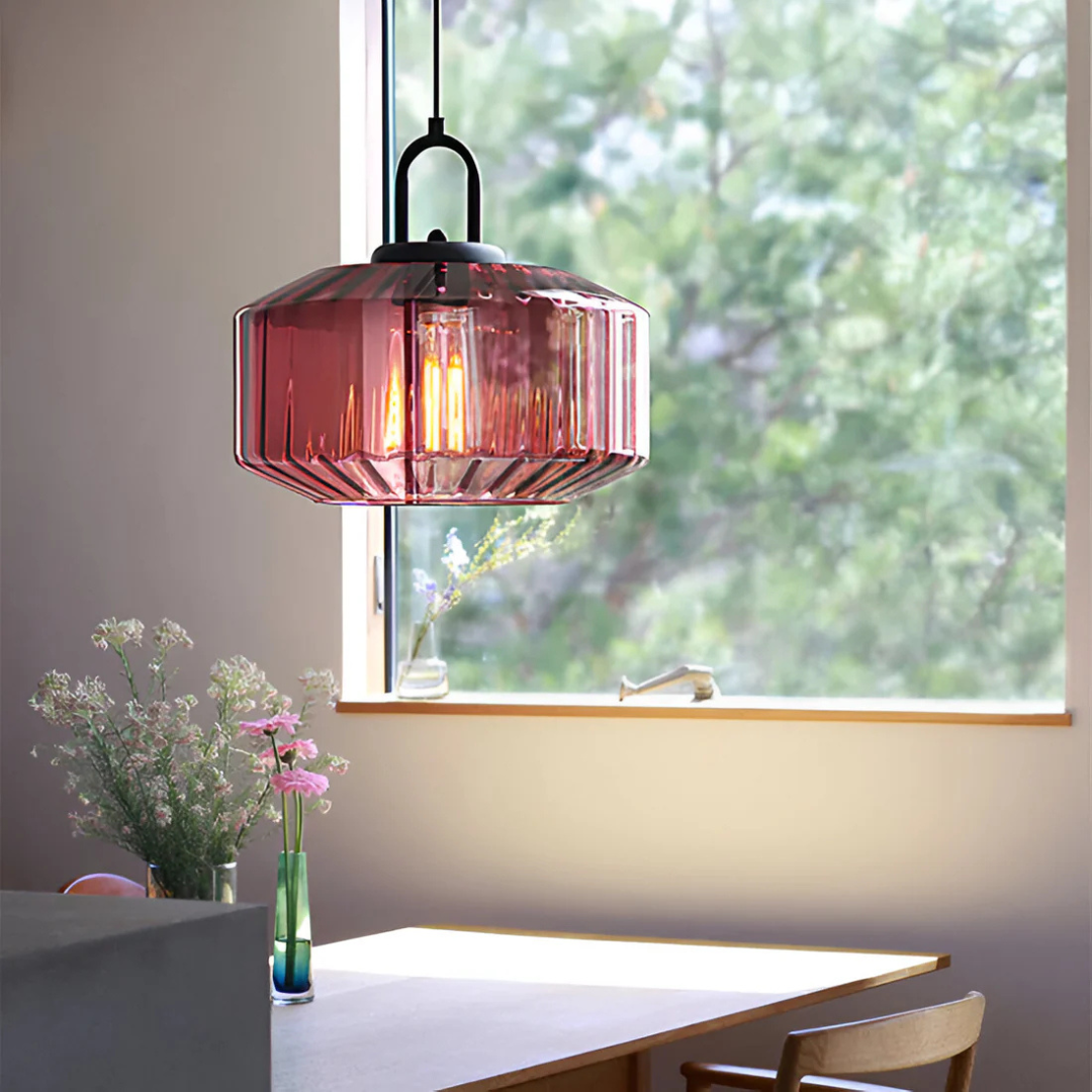 Calindra Glass Pendant Light | Retro Coloured Glass Ceiling Lamp For Kitchens, Bars and Islands