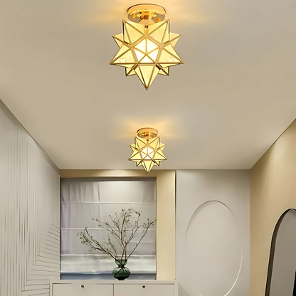 Stellune LED Ceiling Lamp | Elegant Geometric Star Light In Gold or Black, In Two Star Designs