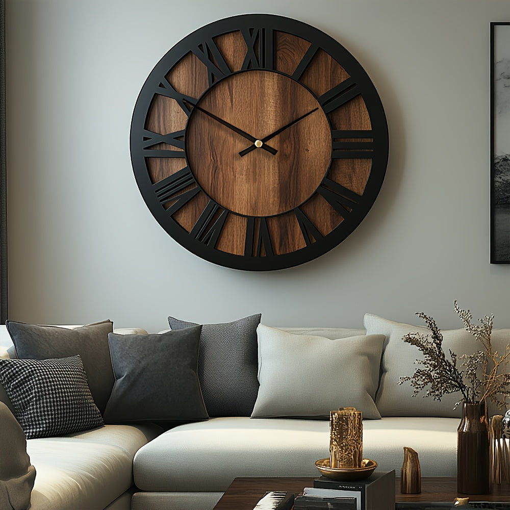 Vintage Wooden Wall Clock | Roman Numeral Design In Three Different Natural Timber Face Sizes