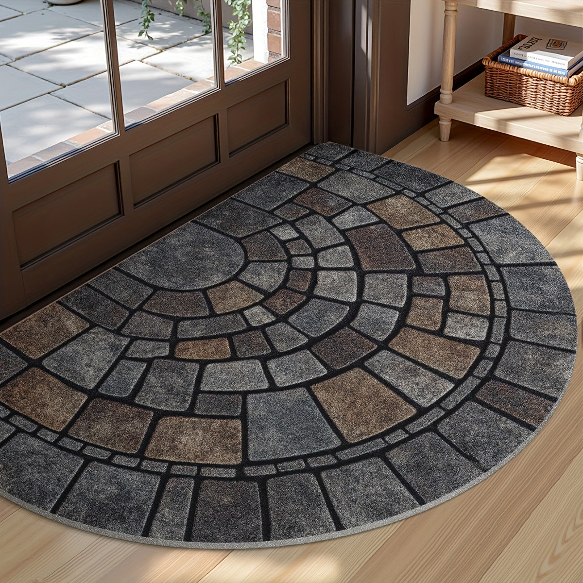 Half Circle Mosaic Door Mat | Decorative Indoor and Outdoor Entrance Mat For Front Door Use