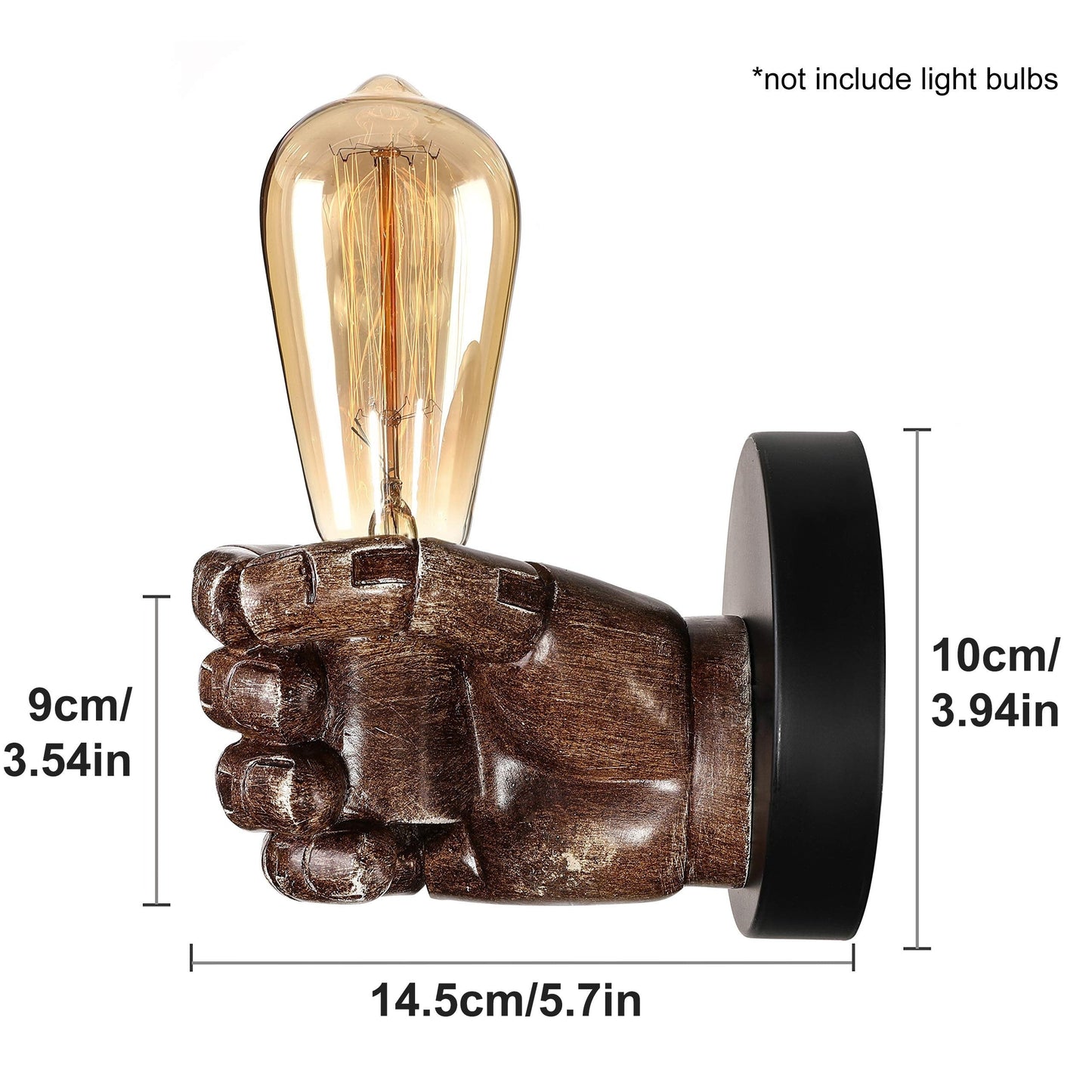 Industrial Hand Wall Lamp | Sculptural Resin E26 Wall Sconce In A Left or Right Handed Form