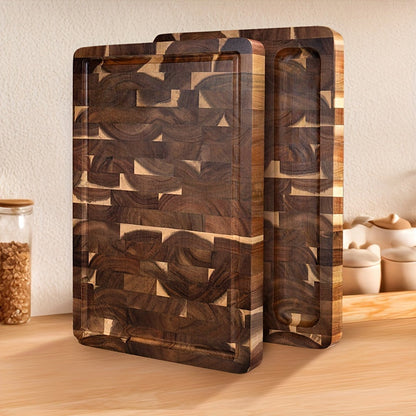 Acacia Wood Cutting Board | Durable End Grain Kitchen Chopping Block For Daily Kitchen Prep