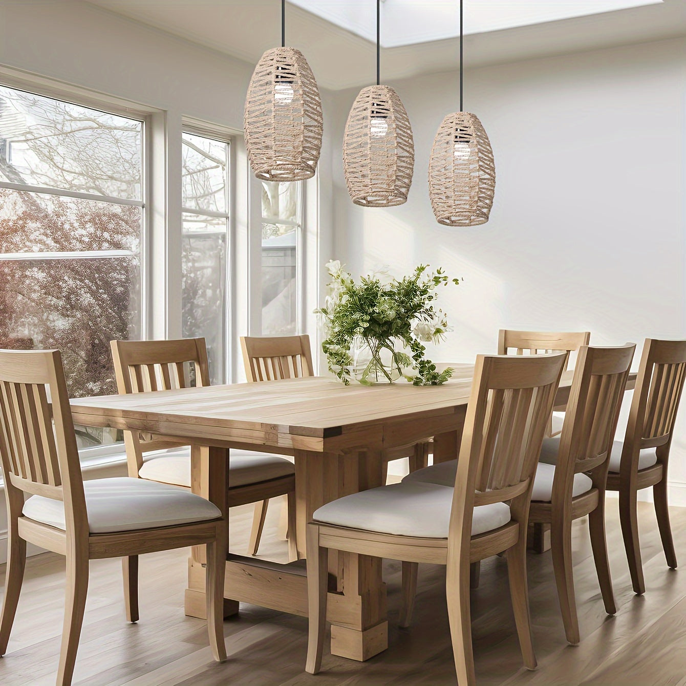 Modern Handwoven Rope Pendant Shade | Natural Woven Tapered Shade In Four Natural Rope Colours