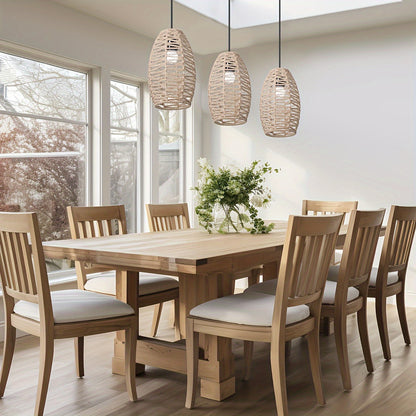 Modern Handwoven Rope Pendant Shade | Natural Woven Tapered Shade In Four Natural Rope Colours