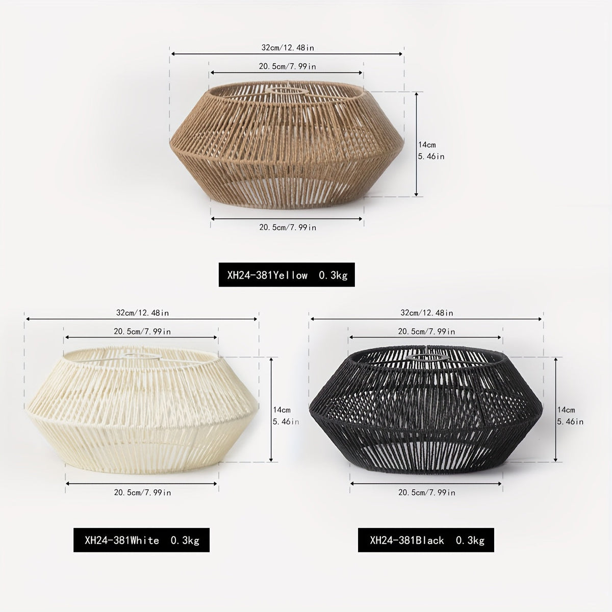 Handwoven Paper Rope Pendant Shade | Modern Natural Geometric Woven Shade, 32 Centimetres Wide