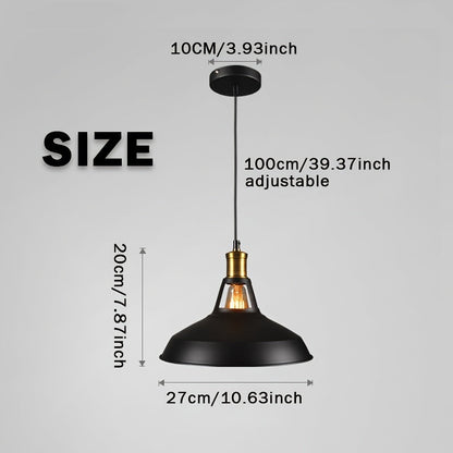 Industrial Metal Pendant Light | Retro Loft Style Metal Shade In A Black or White Matte Finish
