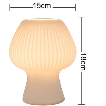 Vintage Bedside Table Lamp | Ribbed Glass Mushroom Lamp In Two Different Design Variations