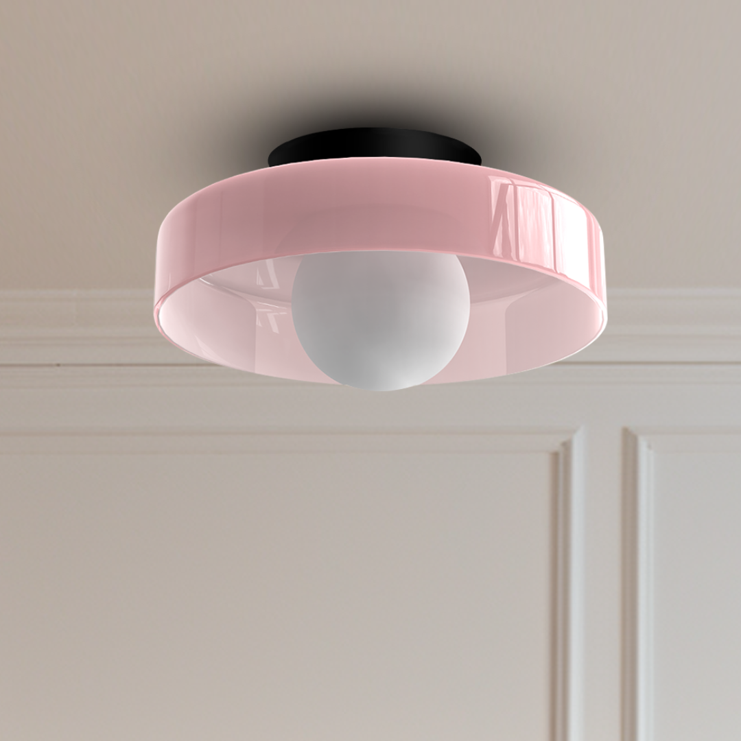 Modern LED Ceiling Light | Stylish Round Glass Flush Mount In Six Soft Glass Shade Colours