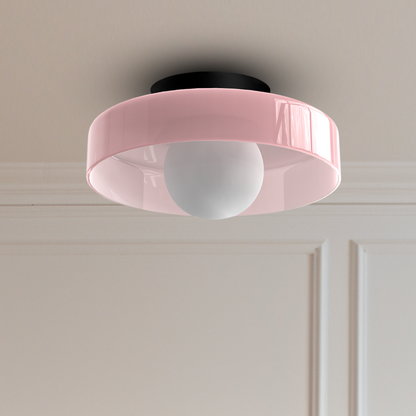 Modern LED Ceiling Light | Stylish Round Glass Flush Mount In Six Soft Glass Shade Colours