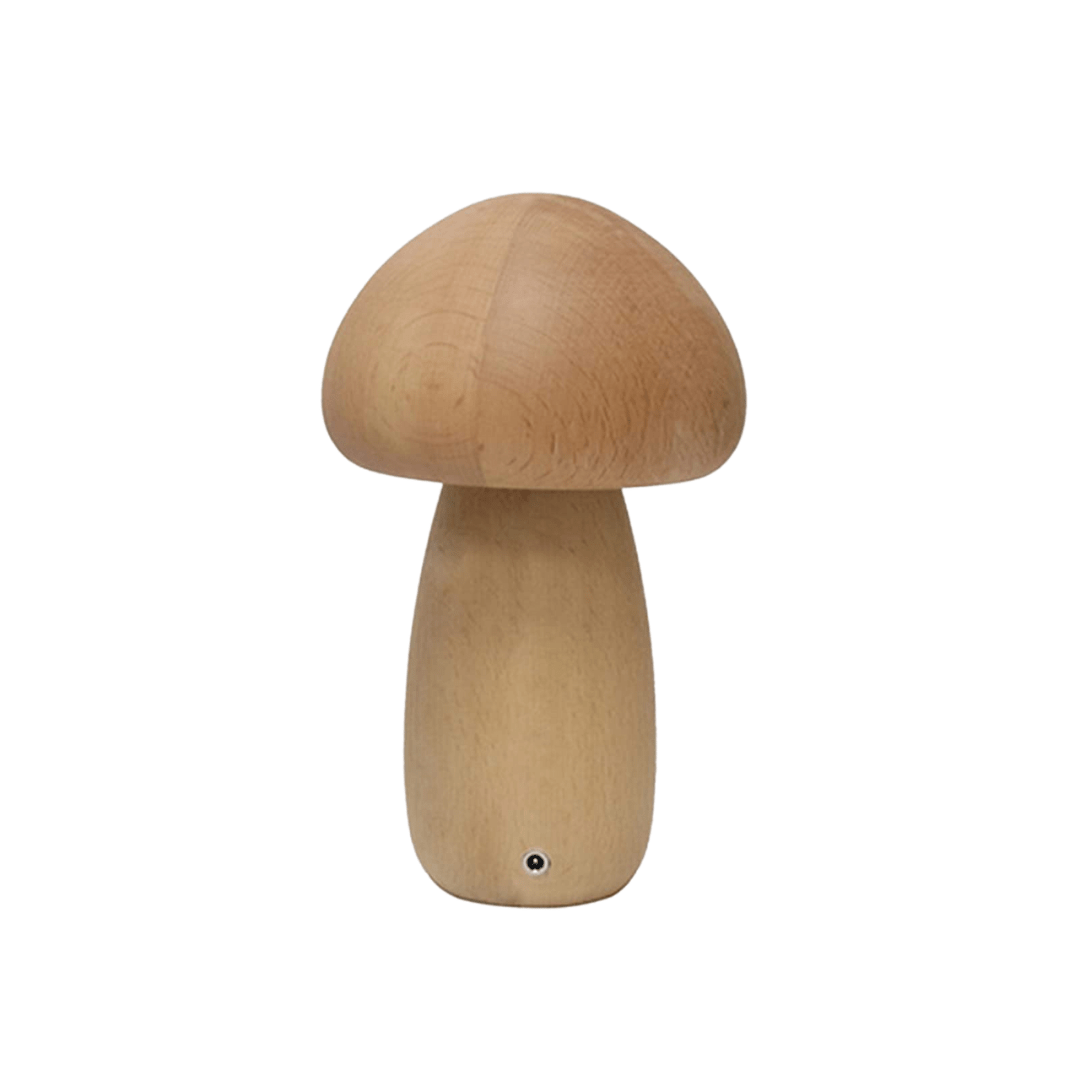 Bolette Mushroom Lamp | Natural Wood Rechargeable Night Light In Two Sizes and Two Timbers
