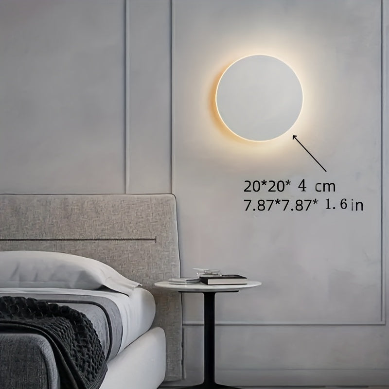 Minimalist Round LED Wall Light | Modern Nordic Iron Sconce In Three Painted Metal Finishes