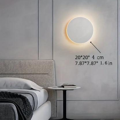 Minimalist Round LED Wall Light | Modern Nordic Iron Sconce In Three Painted Metal Finishes