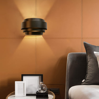 Modern Wall Sconce | Up and Down Layered Metal Wall Light In A Matte White or Black Finish