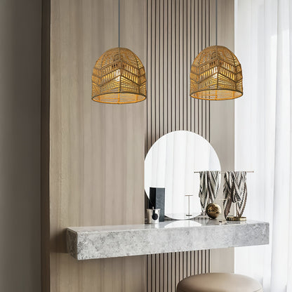 Handwoven Rope Pendant Shade | Rustic Farmhouse Woven Bell Shade, 19 Centimetres Wide and High