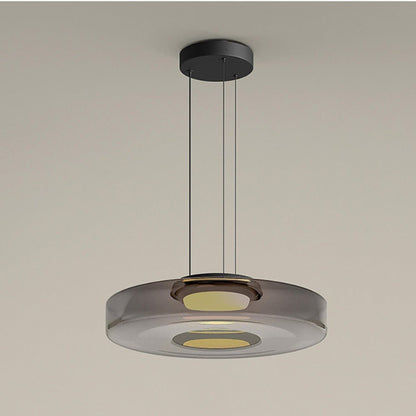 Bauhaus Glass Pendant Light | Modern Layered LED Hanging Lamp In Three Tinted Glass Colours