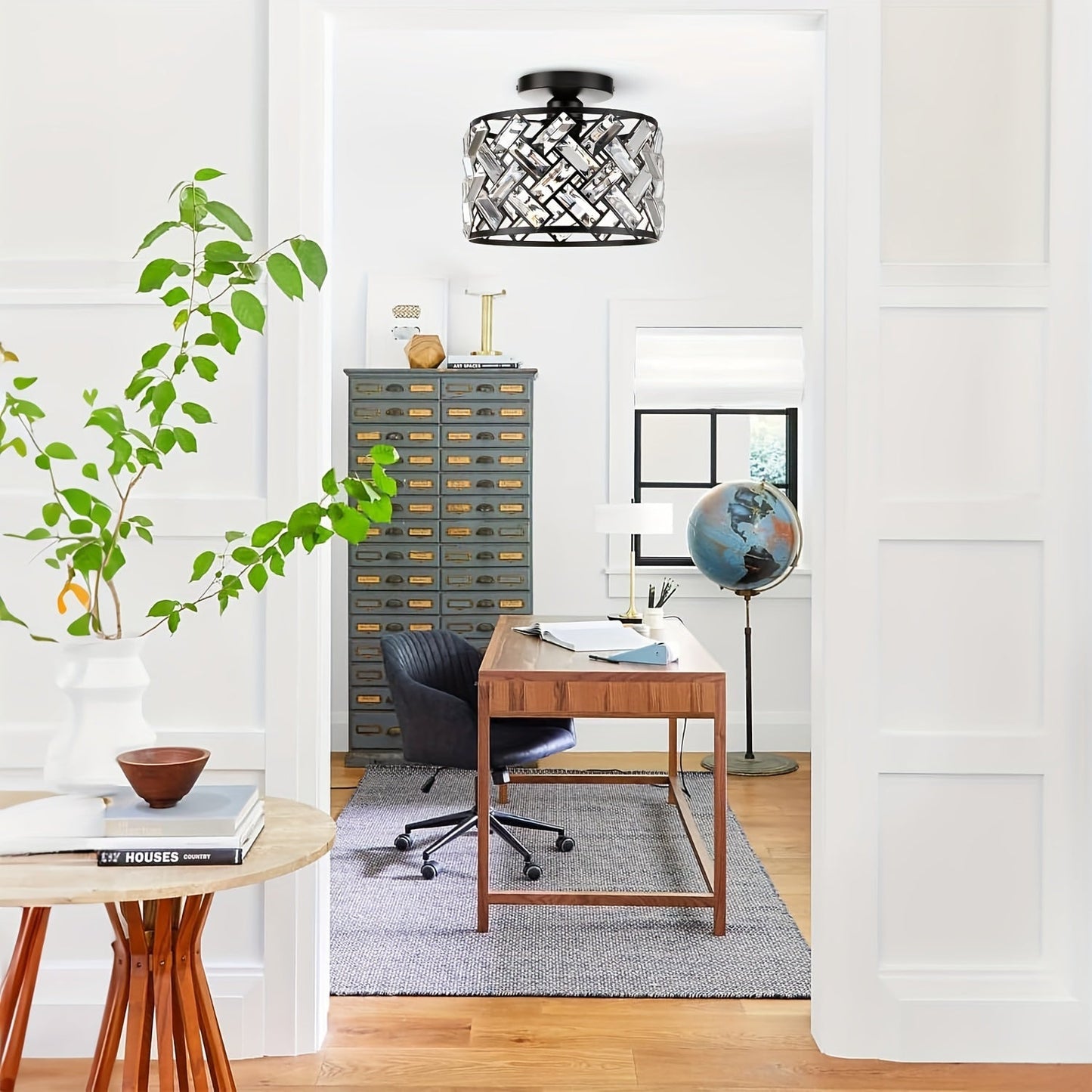 Modern Crystal Semi Flush Mount Ceiling Light | Elegant Decorative Fixture For Low Ceilings