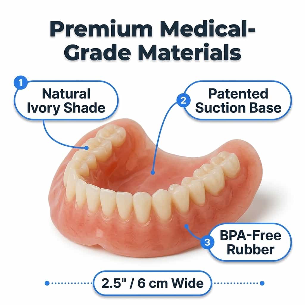 Custom Fit Cosmetic Denture Set | Mouldable Natural Shade Temporary Tooth Cover For Appearance Use