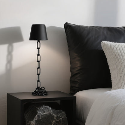 Modern Chain Link Table Lamp | Rechargeable Touch LED Light In A Matte Black Lacquer Finish