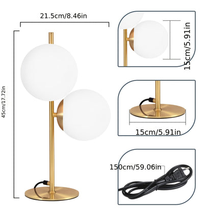Modern Golden Table Lamp | Frosted White Glass Globe Design In A Single or Double Globe Form