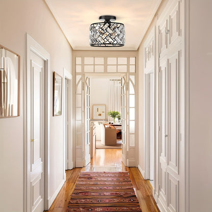 Modern Crystal Semi Flush Mount Ceiling Light | Elegant Decorative Fixture For Low Ceilings