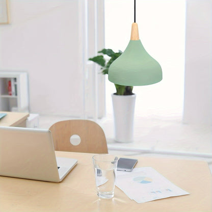 Modern Teardrop Pendant Light | Metal and Wood Hanging Ceiling Lamp In Nine Bold Shade Colourways