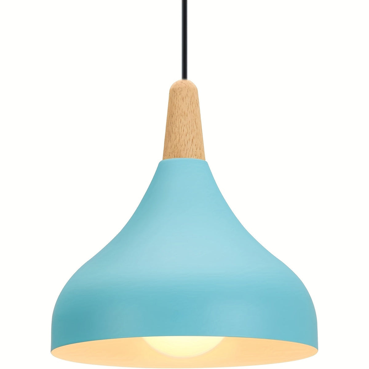 Modern Teardrop Pendant Light | Metal and Wood Hanging Ceiling Lamp In Nine Bold Shade Colourways