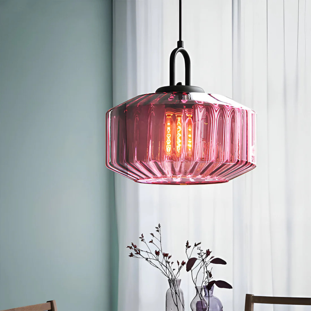 Calindra Glass Pendant Light | Retro Coloured Glass Ceiling Lamp For Kitchens, Bars and Islands