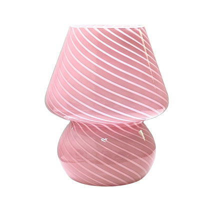 Murano Style Glass Mushroom Lamp | USB Dimmable Table Light In White, Pink and Beige Glass