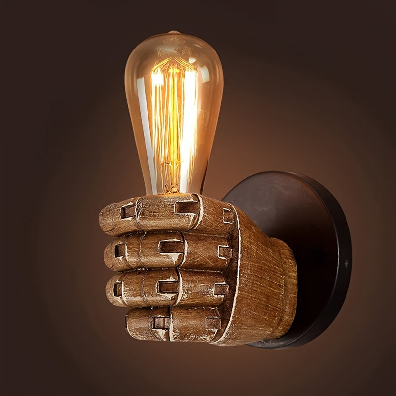 Industrial Hand Wall Lamp | Sculptural Resin E26 Wall Sconce In A Left or Right Handed Form