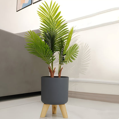 Modern Round Planter With Wooden Legs | Indoor and Outdoor Plant Pot In Three Round Pot Sizes