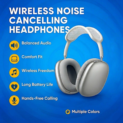 Wireless Noise Cancelling Headphones | Over Ear Bluetooth Headset For Travel, Work and Study