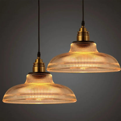 Ribbelle Glass Pendant Light | Elegant Ribbed Glass Hanging Lamp For Dining Rooms and Bars